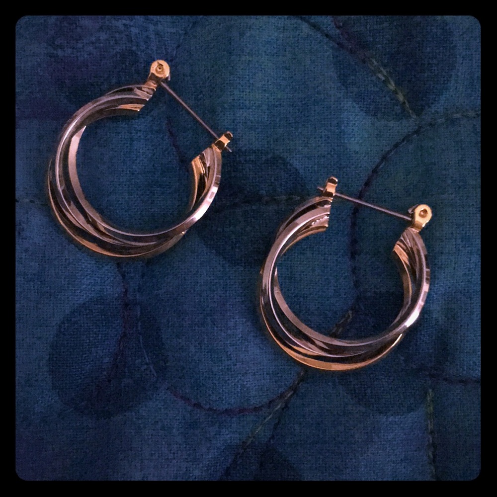 Two-Tone Small Hoop Earrings